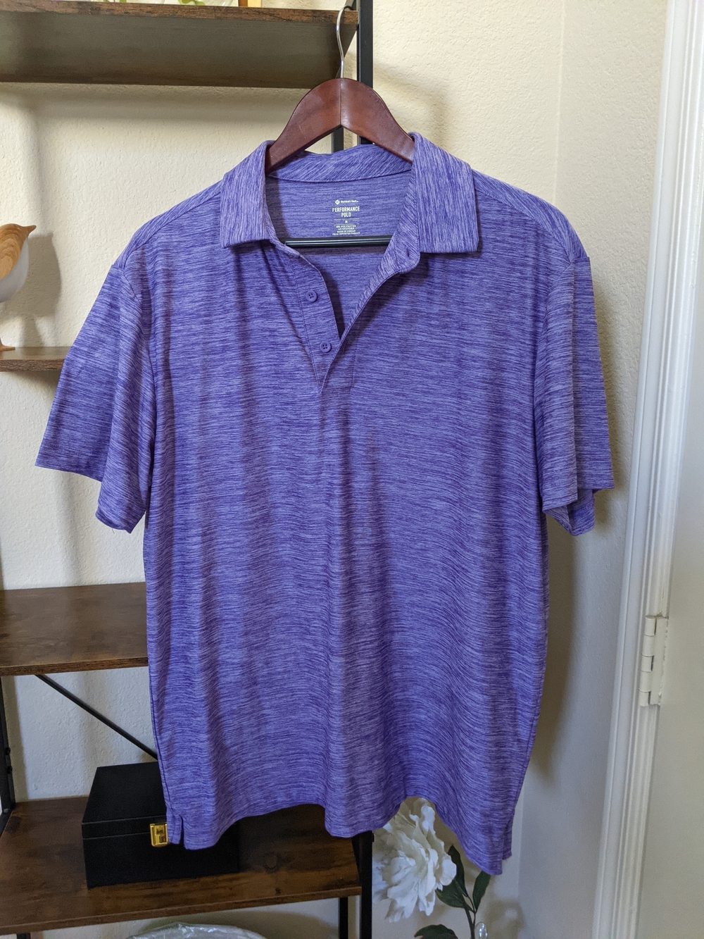 Member's Mark Performance Polo Short Sleeve in Heather Purple Medium EUC